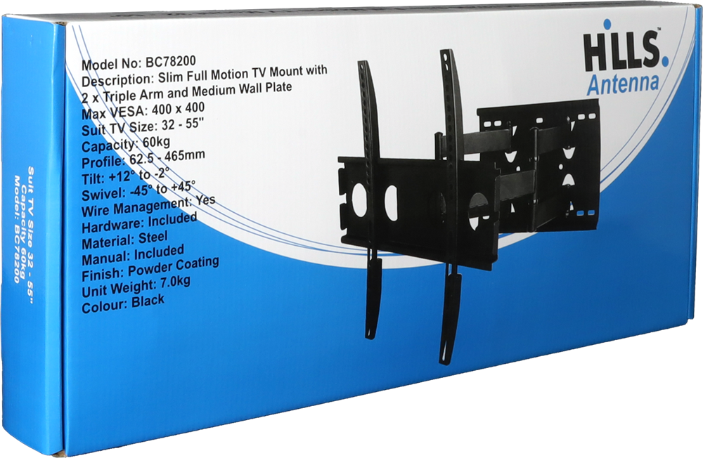 Hills BC78200 Full Motion TV Wall Mount | 32–55" | 60kg