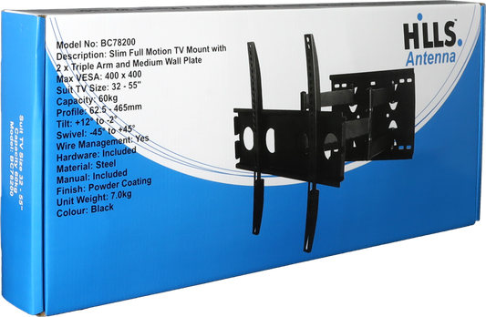 Hills BC78200 Full Motion TV Wall Mount | 32–55" | 60kg