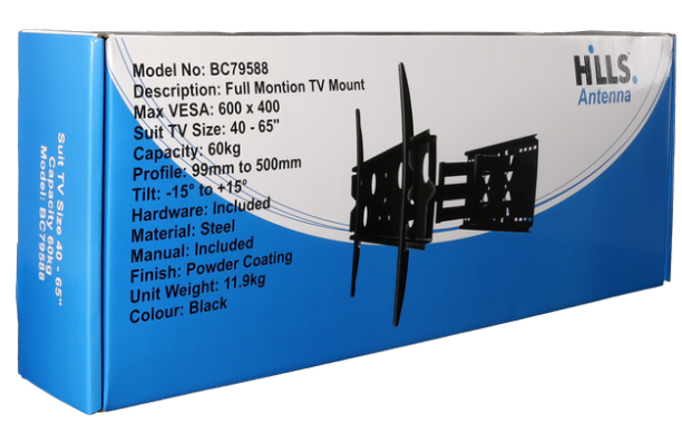 Hills BC79588 Full Motion TV Wall Mount | 40–65" | 60kg